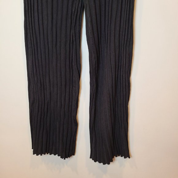 House of Harlow 1960 Pants Knit Ribbed Wide Leg Revolve Womens Medium Black - Picture 3 of 9